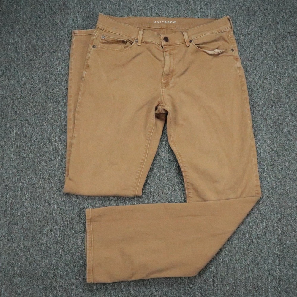 Mott & Bow Jeans Mens 33x34 Brown Straight Mercer 5 Pocket Stretch Denim